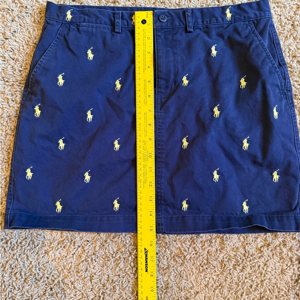 Polo by Ralph Lauren Navy Blue Skirt with Yellow Embroidered Logo Accents Size 8 - Picture 6 of 7